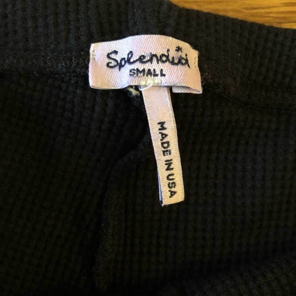 Splendid black leggings thermal long johns cropped ankle low rise small - Picture 2 of 9